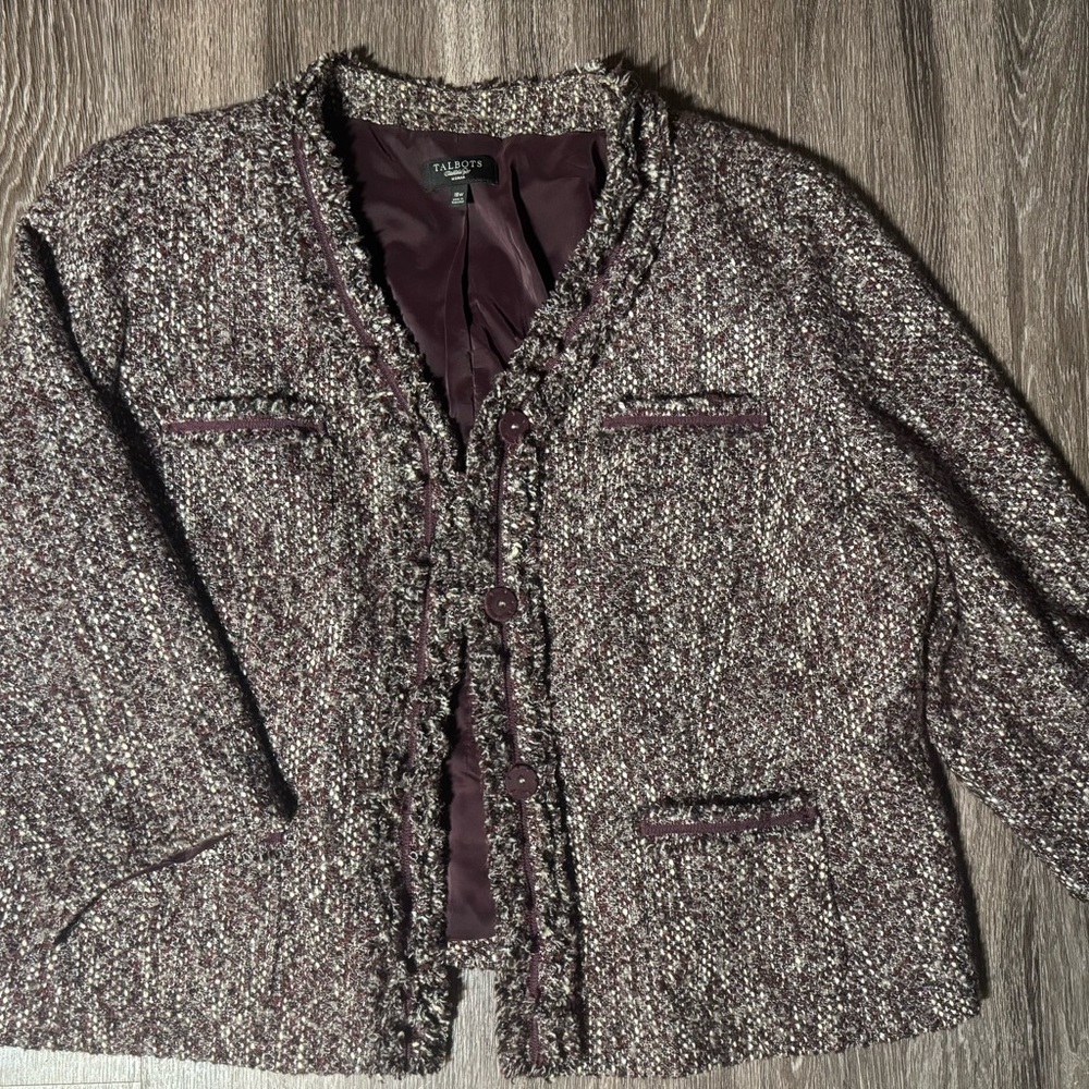 Talbots Burgundy Tweed Blazer